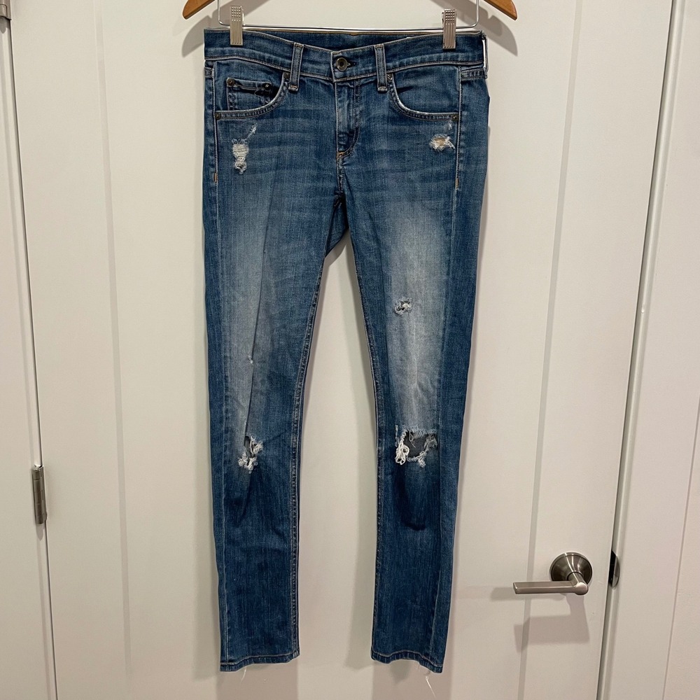 Rag Bone‎ Jean Canyon Distressed Skinny Jeans Womens Size 24 Blue Denim